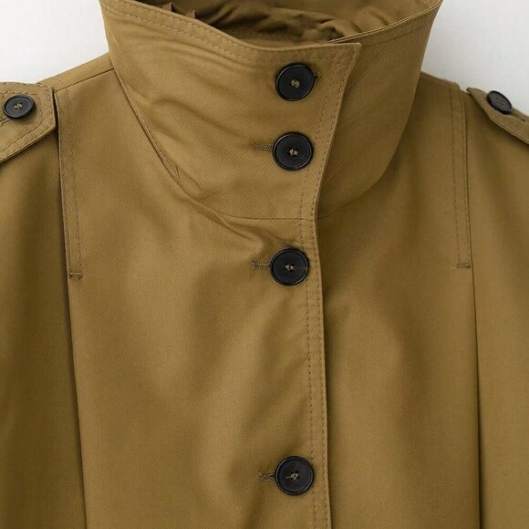 Casual Women's Pleated Jacket Long Sleeve Cropped Coat Trench Jackets Stre - Picture 11 of 11